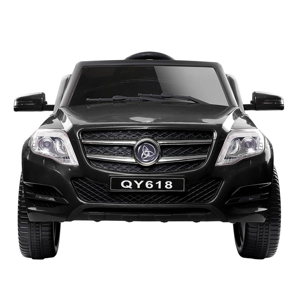 Rigo Kids Ride On Car in black, resembling a Mercedes Benz ML 450, featuring a sleek design and functional dashboard.