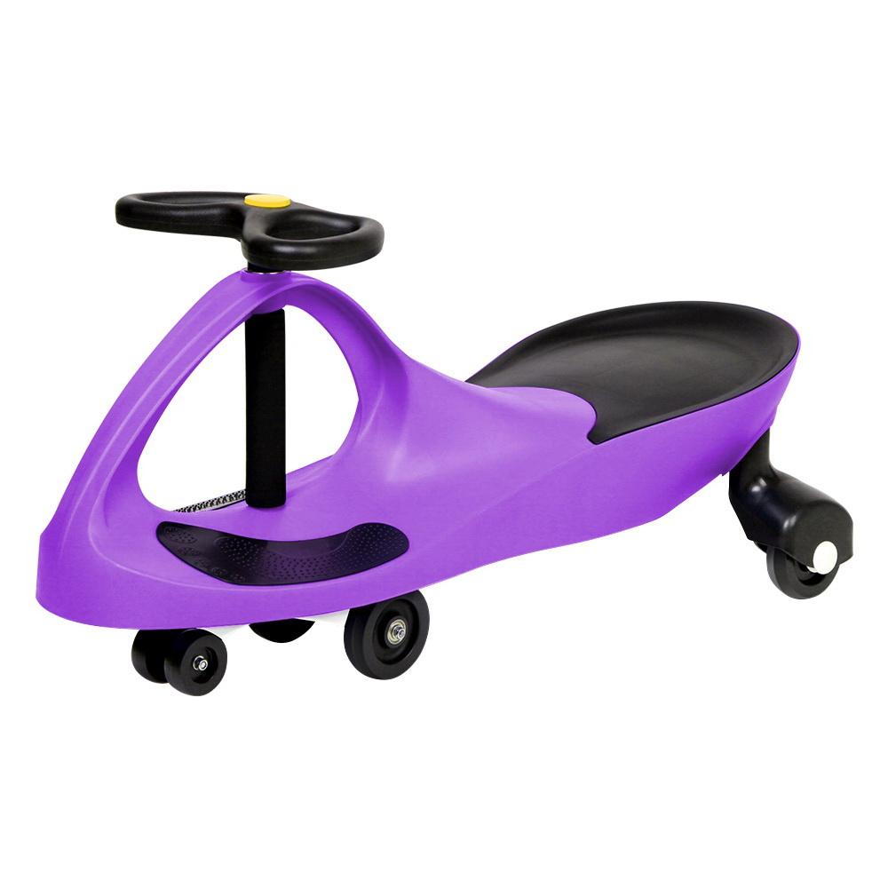 Rigo Kids Ride On Swing Car in Purple, a pedal-free toy designed for children, featuring a sturdy construction and a vibrant color.