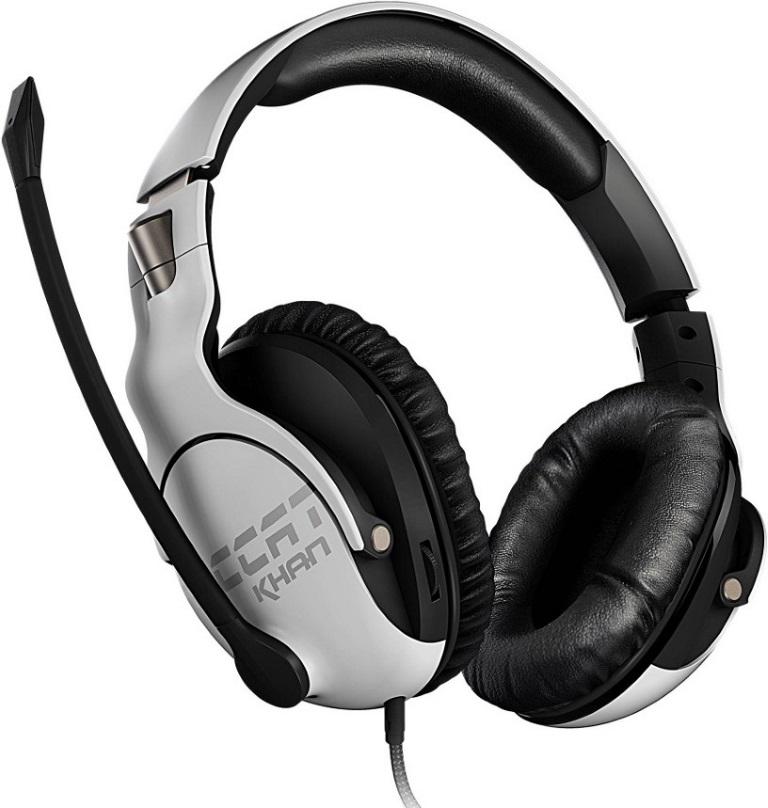 Roccat KHAN PRO Competitive High Res Gaming Headset in white, showcasing its sleek design and comfortable ear cushions.