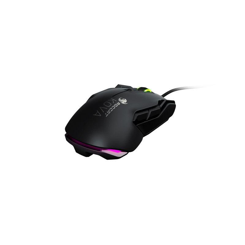 ROCCAT Mouse Kova AIMO Black showcasing ergonomic design and RGB lighting.