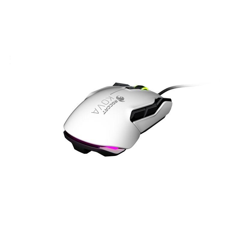 ROCCAT Mouse Kova AIMO White showcasing its ergonomic design and customizable RGB lighting.