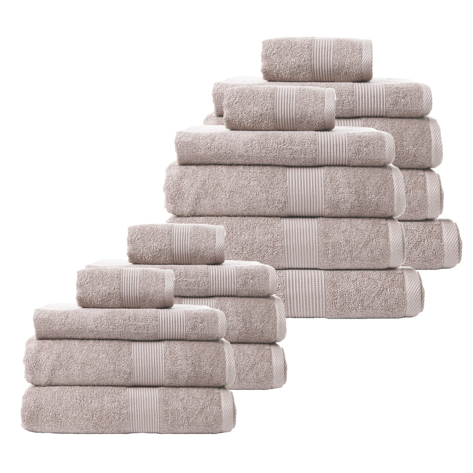 Royal Comfort 18 Piece Cotton Bamboo Towel Bundle Set featuring plush towels in various sizes including bath sheets, bath towels, hand towels, wash towels, and bath mats.