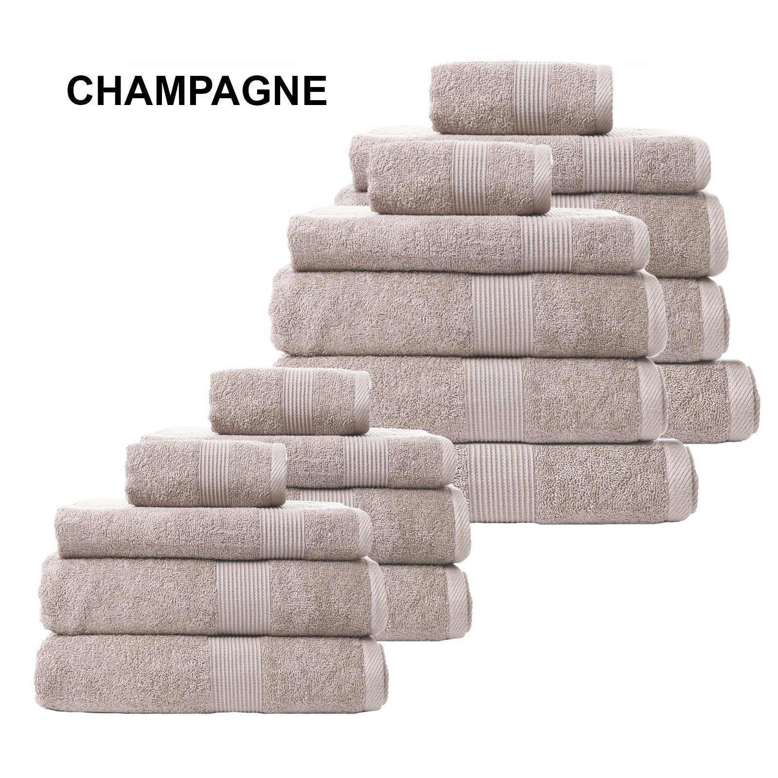 Royal Comfort 18 Piece Cotton Bamboo Towel Bundle Set featuring plush towels in various sizes including bath sheets, bath towels, hand towels, wash towels, and bath mats.