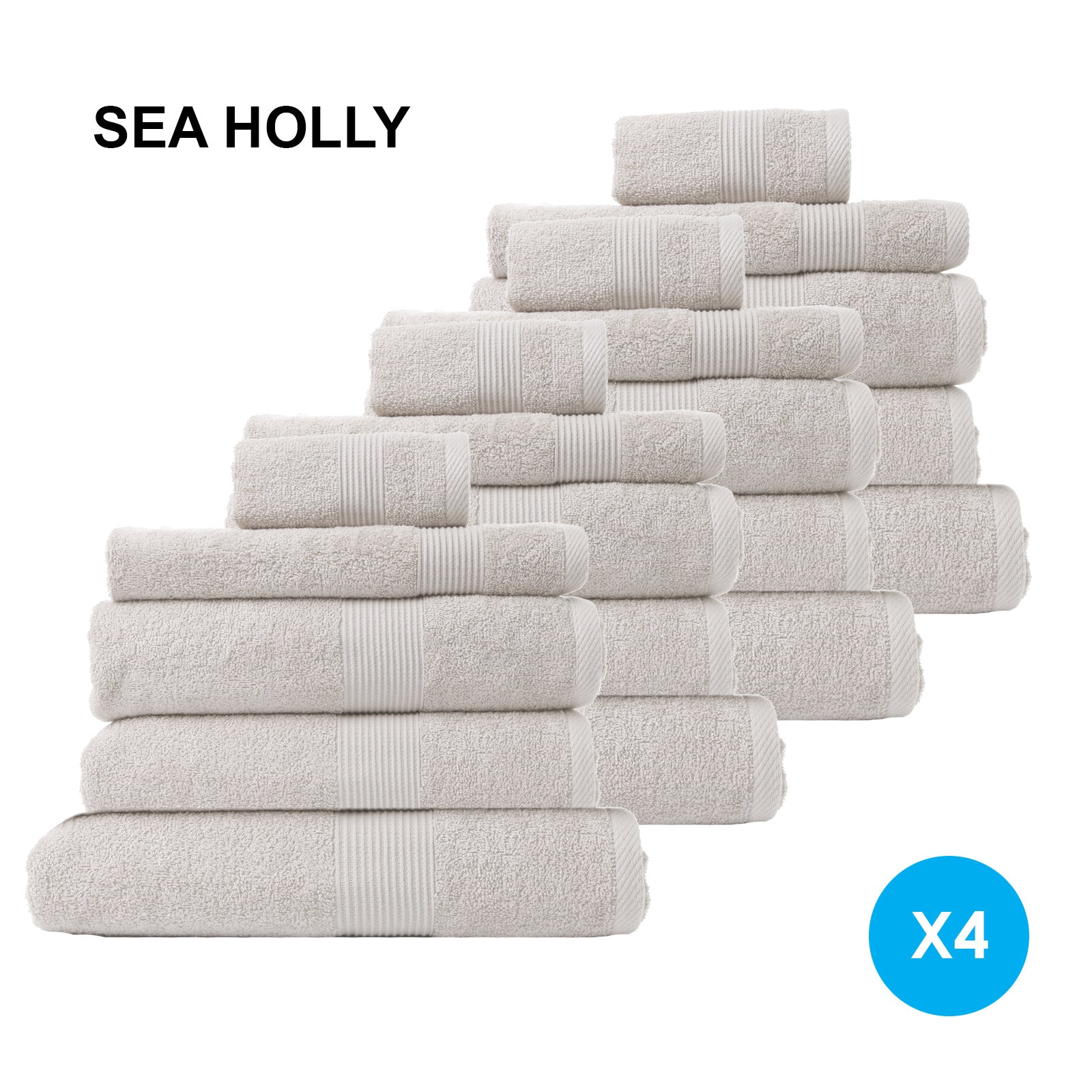 Royal Comfort 20 Piece Cotton Bamboo Towel Bundle Set featuring plush towels in various sizes, showcasing their luxurious texture and woven border design.