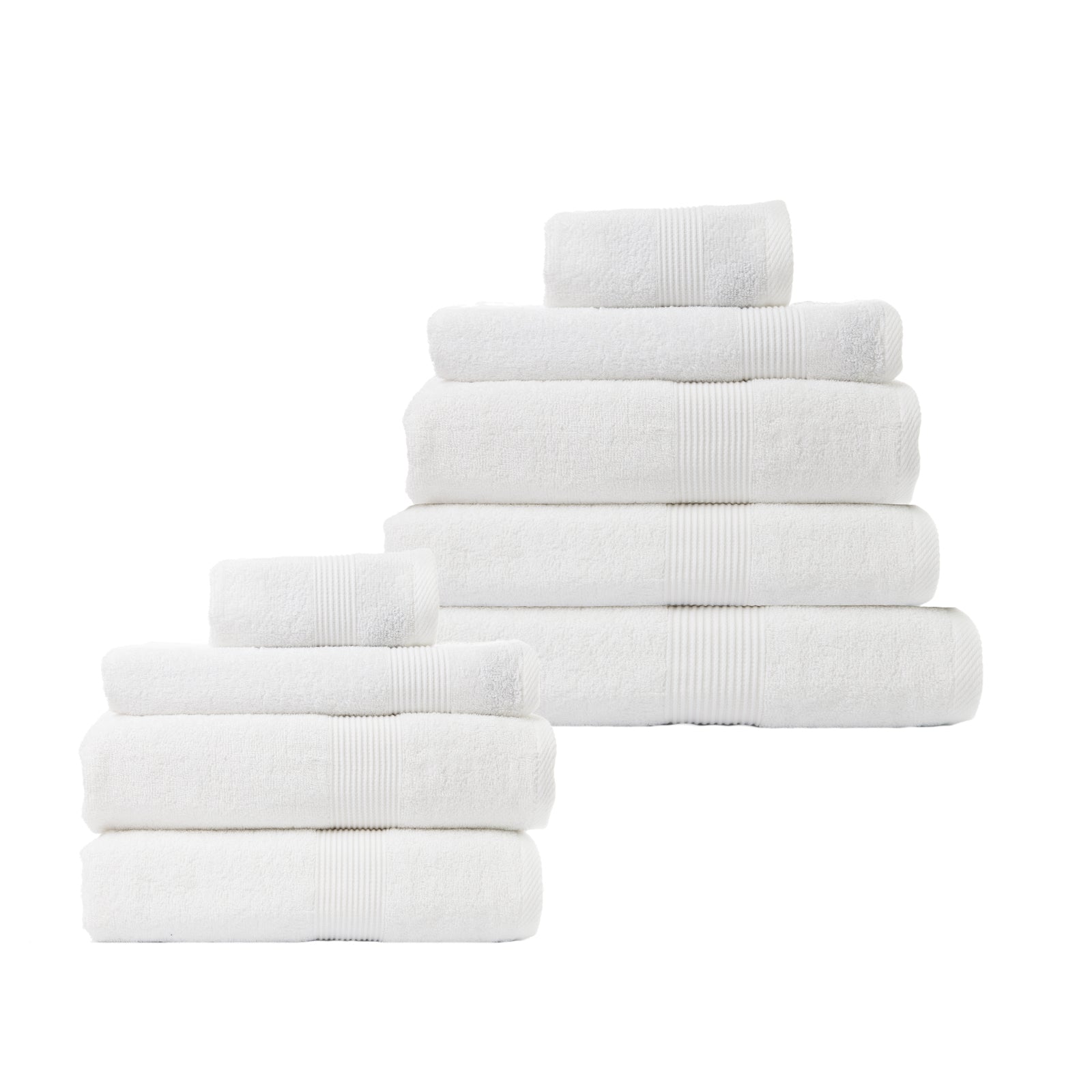 Royal Comfort 9 Piece Cotton Bamboo Towel Bundle Set featuring plush towels in various sizes including bath sheet, bath towels, hand towels, wash towels, and bath mat.