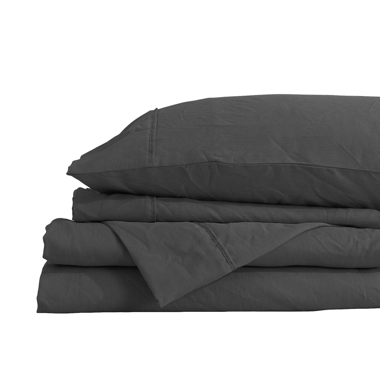 Royal Comfort Flax Linen Blend Sheet Set featuring a neutral design, showcasing a flat sheet, fitted sheet, and pillowcases in a cozy bedroom setting.