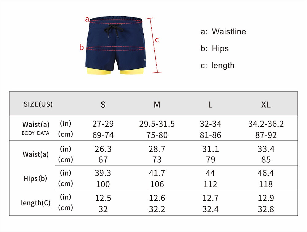 Women's 2 in 1 running shorts featuring an elastic waistband, breathable fabric, and reflective details, perfect for jogging and fitness activities.