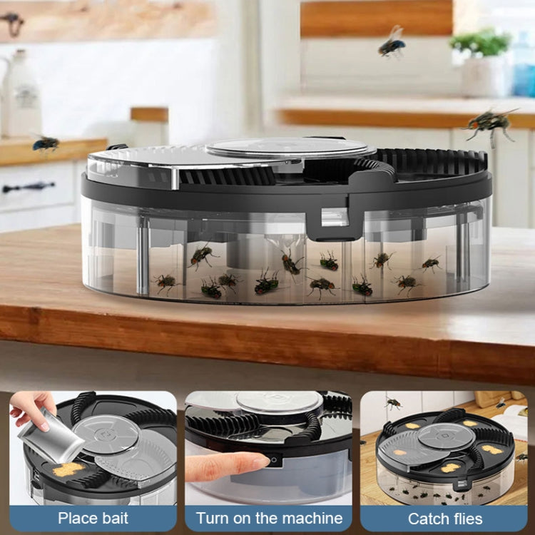 S008 Automatic Fly Killer Silent USB Household Fly Trap in a modern kitchen setting, showcasing its compact design and USB charging feature.