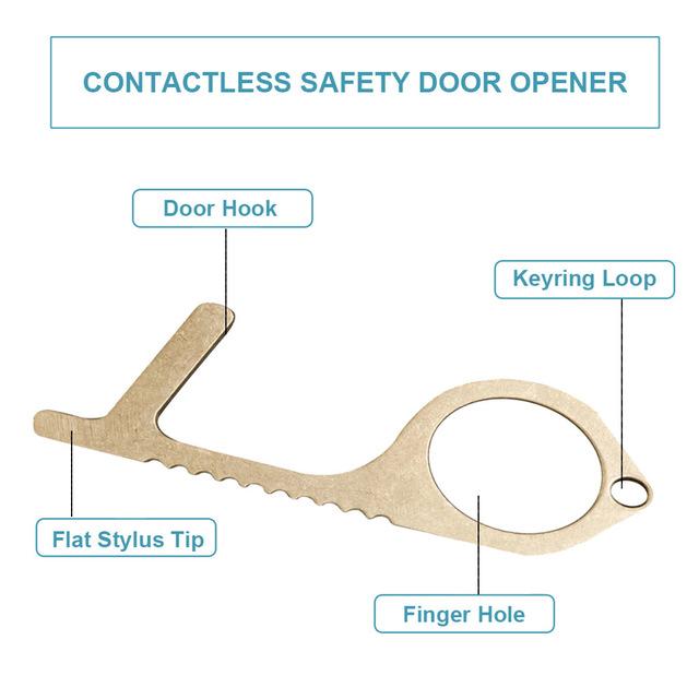 Safe Touch N Go Key contactless tool in Gold and Silver, designed for opening doors and using touchscreens without direct contact.