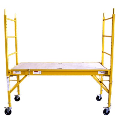 Safety Scaffolding Ladder - 450KG with adjustable height and lockable wheels, showcasing its sturdy steel construction and safety features.