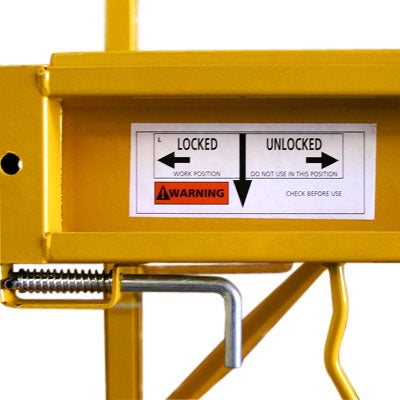 Safety Scaffolding Ladder - 450KG with adjustable height and lockable wheels, showcasing its sturdy steel construction and safety features.