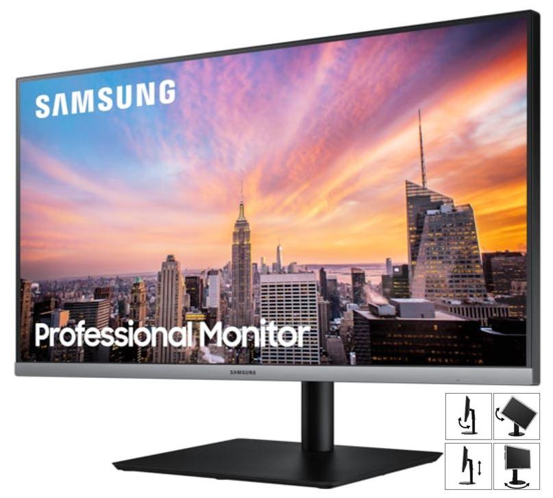 Samsung 27-inch IPS FreeSync Monitor with FHD resolution, showcasing its sleek design and ergonomic stand features.