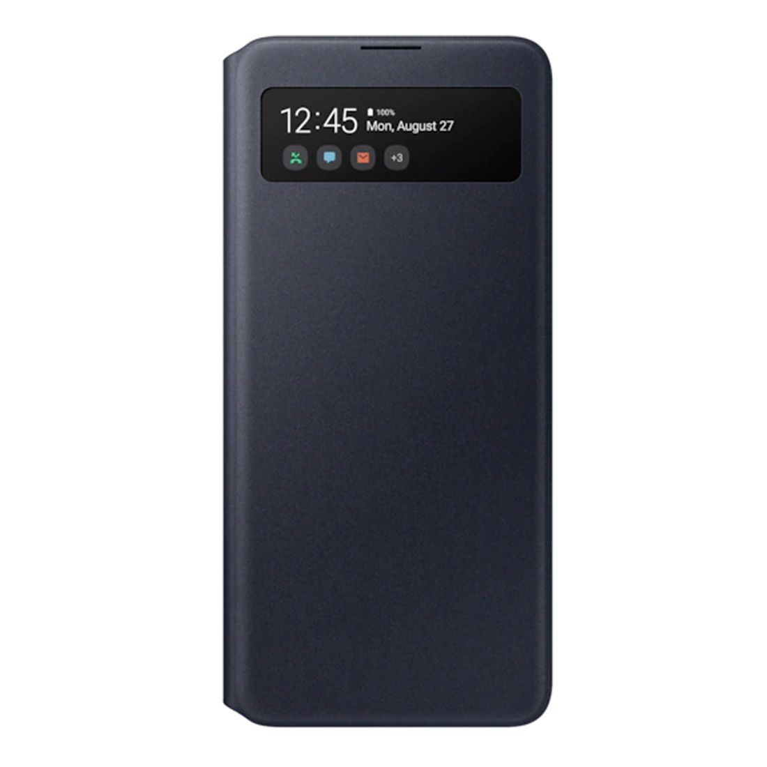 SAMSUNG A51 S VIEW WALLET BLACK cover showcasing its sleek design and hidden card pocket.