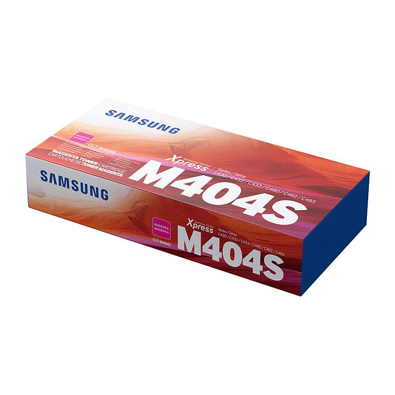 SAMSUNG CLTM404S Magenta Toner cartridge, vibrant magenta color, designed for Samsung printers.