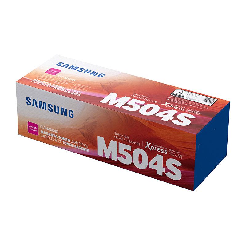 SAMSUNG CLTM504S Magenta Toner cartridge with vibrant magenta color, designed for Samsung printers.