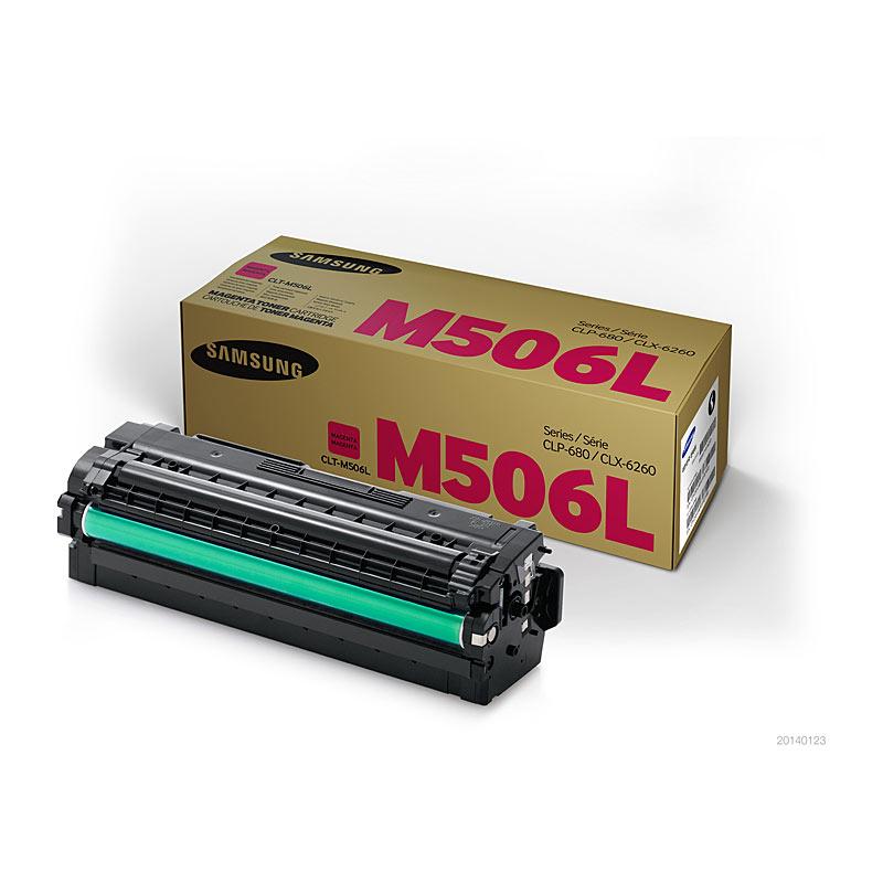 SAMSUNG CLTM506L Magenta Toner cartridge, designed for high-quality printing with vibrant color output.