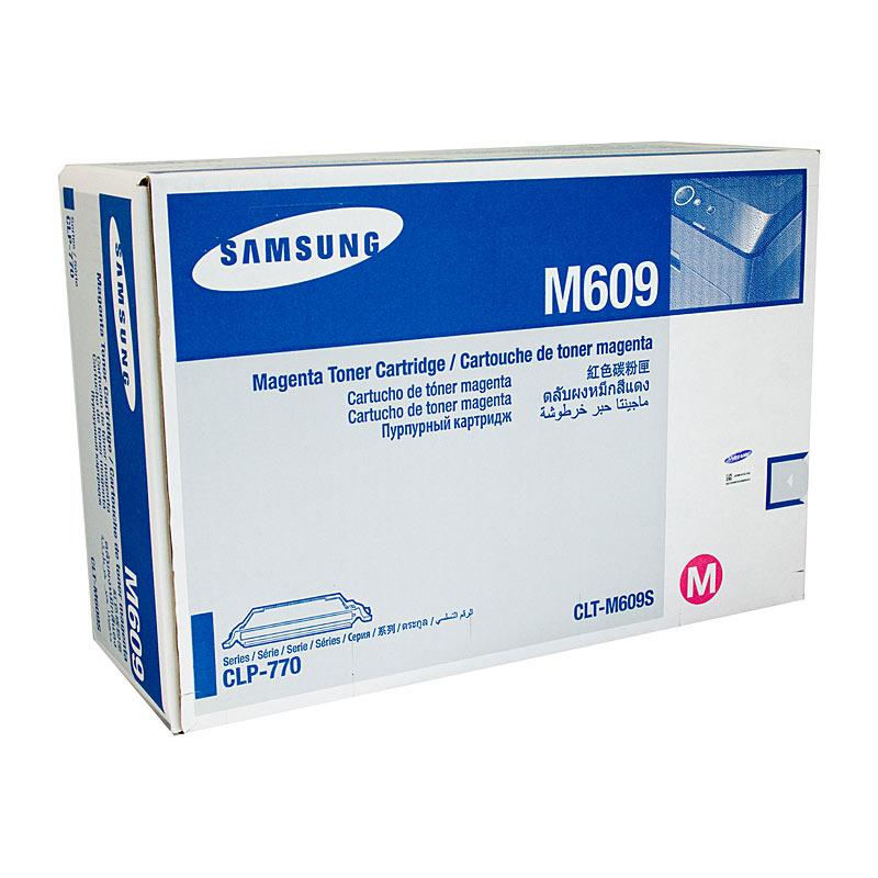 SAMSUNG CLTM609S Magenta Toner cartridge, vibrant color, designed for high-quality printing.