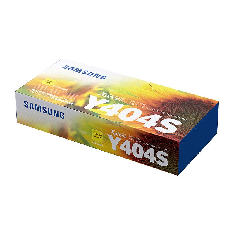 SAMSUNG CLTY404S Yellow Toner cartridge, designed for high-quality printing, compatible with Samsung SLC430 and SLC480 printers.