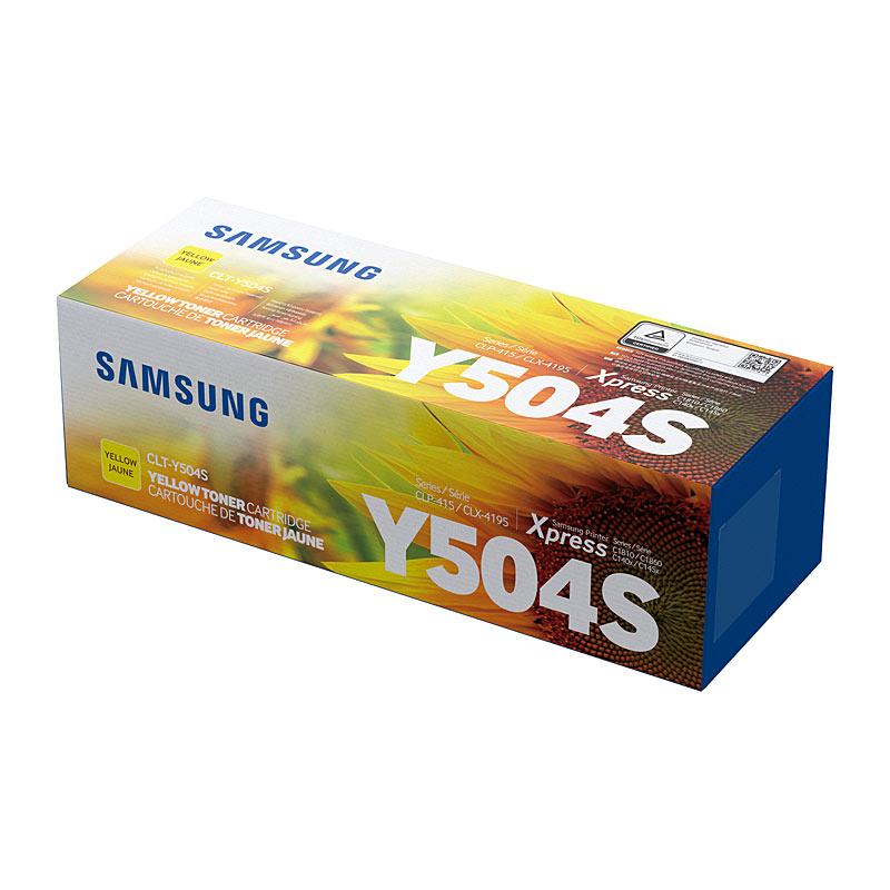 SAMSUNG CLTY504S Yellow Toner cartridge, designed for vibrant printing, compatible with multiple Samsung printers.