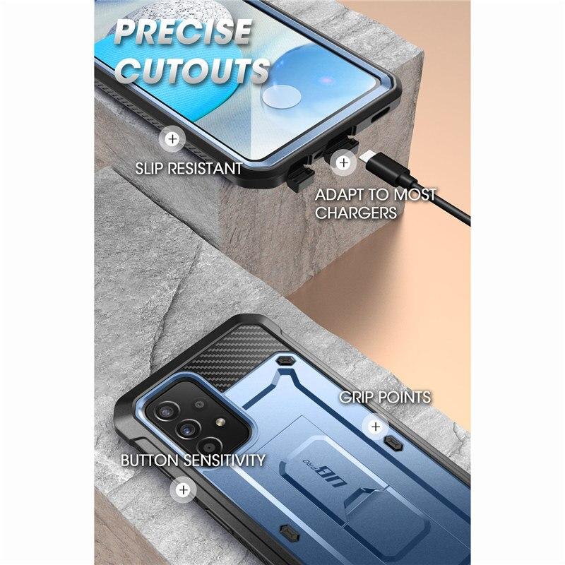 Samsung Galaxy A52 UB Pro Full-Body Rugged Case in black, showcasing its durable design and built-in screen protector.