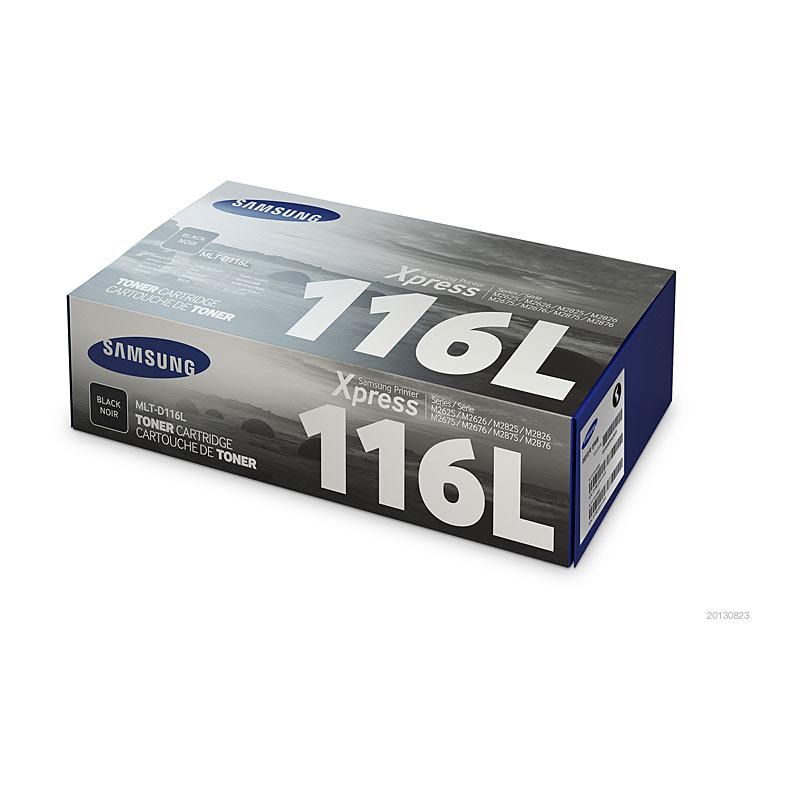 SAMSUNG MLTD116L HY Toner cartridge in black, designed for high yield printing.