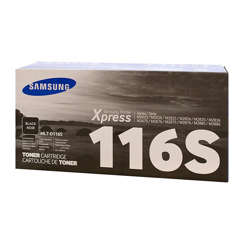 SAMSUNG MLTD116S Toner cartridge in black, designed for high-quality printing, yielding 1,200 pages, compatible with select Samsung printers.