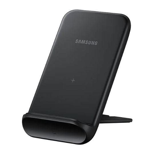 SAMSUNG Wireless Charger Convertible (2020) in black, featuring a sleek design and detachable stand for versatile charging.