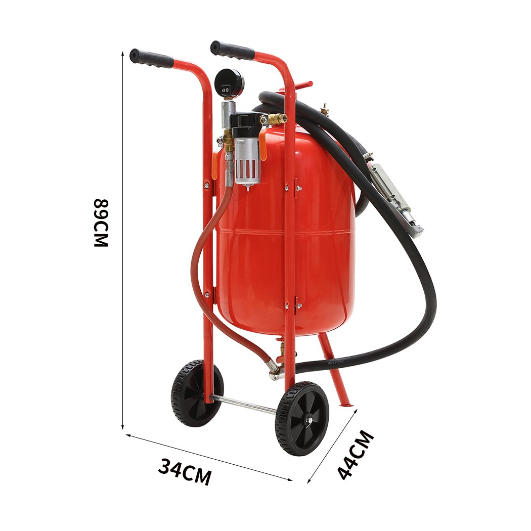 Portable Sandblaster Air Sand Blaster with 10-gallon steel tank and long hose, ideal for various cleaning tasks.