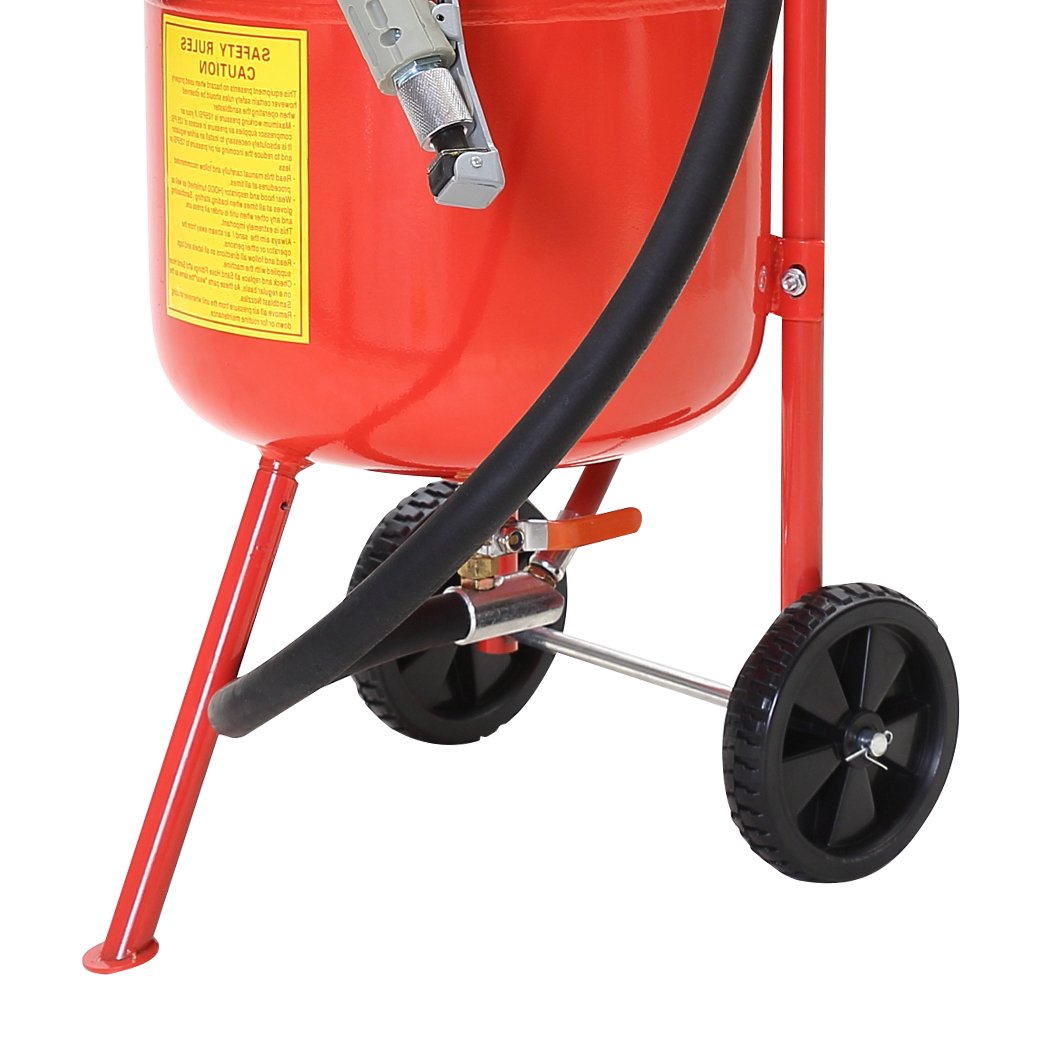 Portable Sandblaster Air Sand Blaster with 10-gallon steel tank and long hose, ideal for various cleaning tasks.