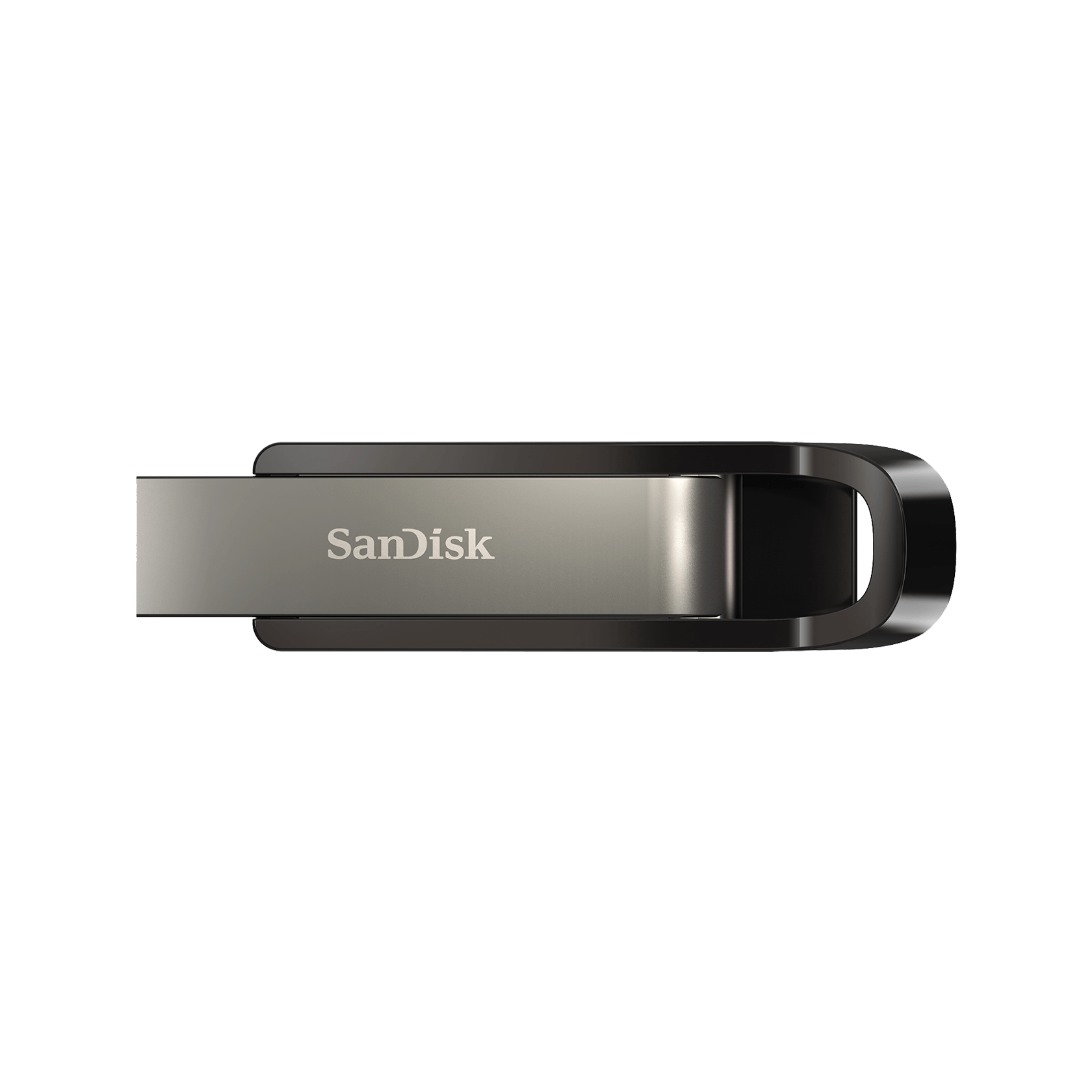 SanDisk SDCZ810-256G Extreme Go USB Drive in sleek metal design, showcasing its compact size and USB-A connector.