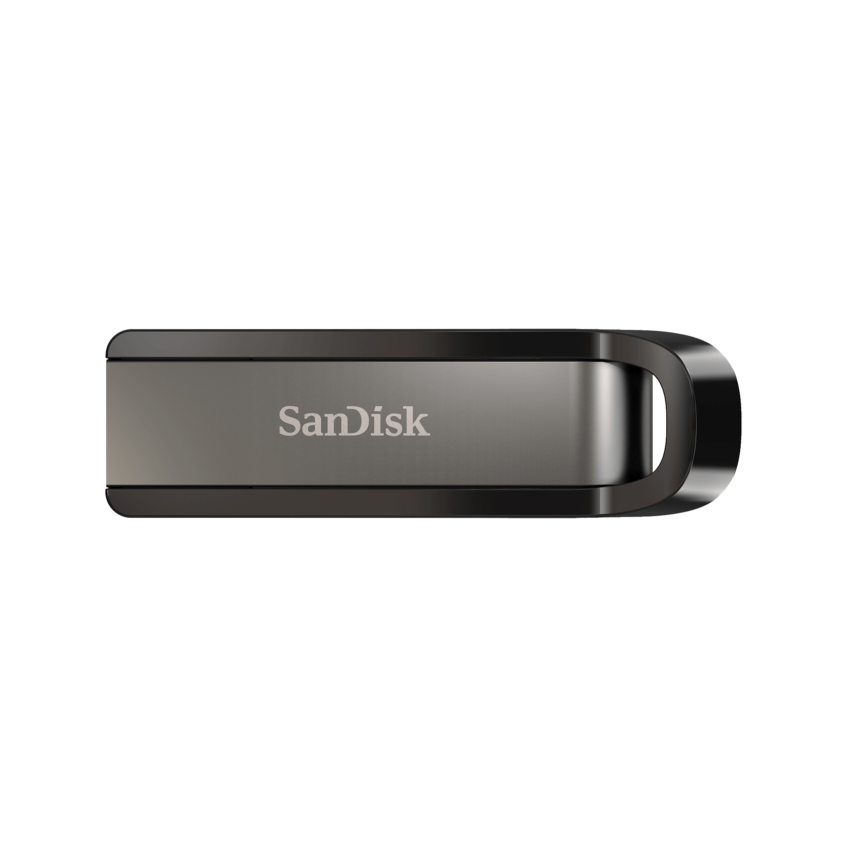 SanDisk SDCZ810-256G Extreme Go USB Drive in sleek metal design, showcasing its compact size and USB-A connector.