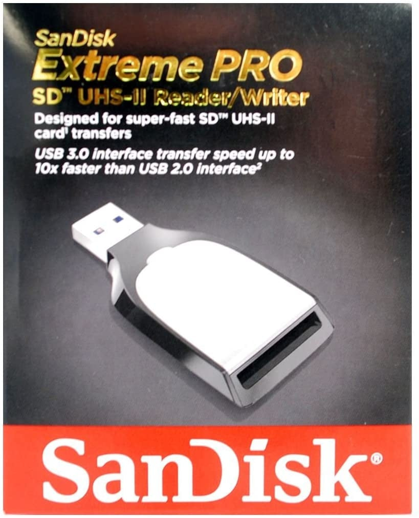 SanDisk SDDR-399-G46 Extreme PRO SD UHS-II Card Reader/Writer, compact design with USB 3.0 interface for fast data transfer.