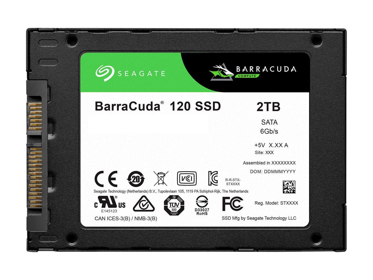 Seagate Barracuda 120 SSD 2TB Internal Solid State Drive in a sleek 2.5-inch design, ideal for desktops and laptops.