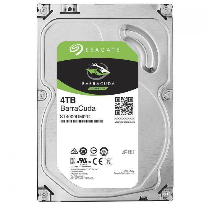 Seagate 4TB Barracuda HDD 3.5 inch with SATA3 interface and 5900RPM speed, showcasing its sleek design and storage capacity.