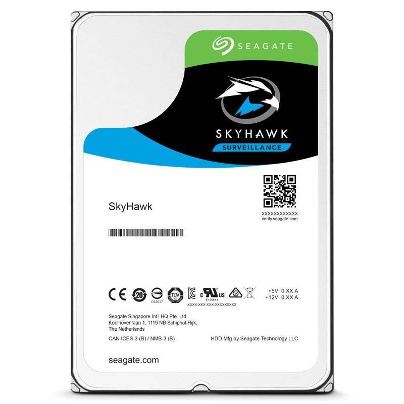 SEAGATE 6TB SkyHawk 3.5-inch HDD designed for surveillance with SATA interface and 256MB cache.