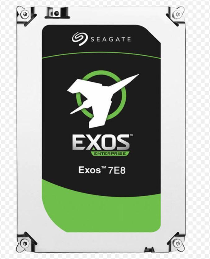 SEAGATE 8TB 3.5' SAS EXOS Enterprise HDD showcasing its sleek design and technical specifications.