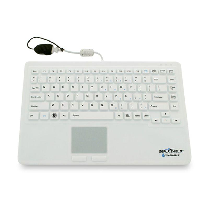 SEAL SHIELD Shield Touch Keyboard W showcasing its waterproof and antimicrobial features.