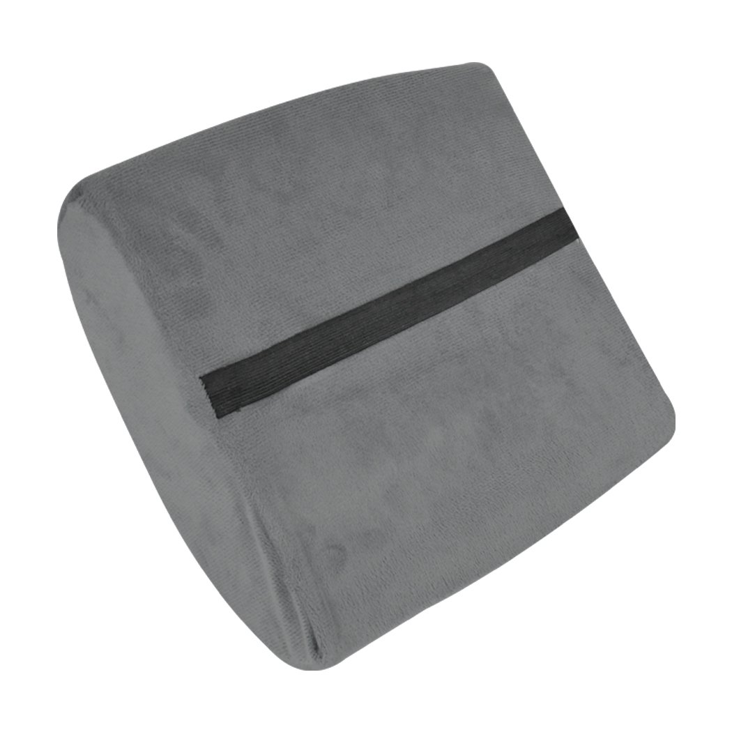 Memory Foam Lumbar Back Support Seat Cushion in grey, designed for comfort and pressure relief, featuring a removable velveteen cover.