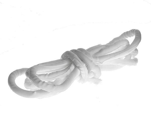 Self Closing Wrap 32mm x 10m Roll in White with braided finish, ideal for cable management and protection.