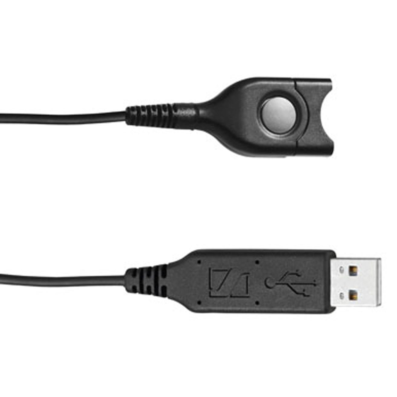 Sennheiser USB EasyDisconnect headset connection cable with integrated sound card, designed for high-quality audio.