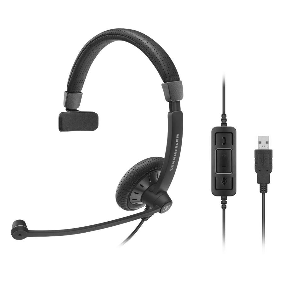 Sennheiser SC40 USB Monaural Office headset with large ear pad and noise-canceling microphone, designed for professional use.