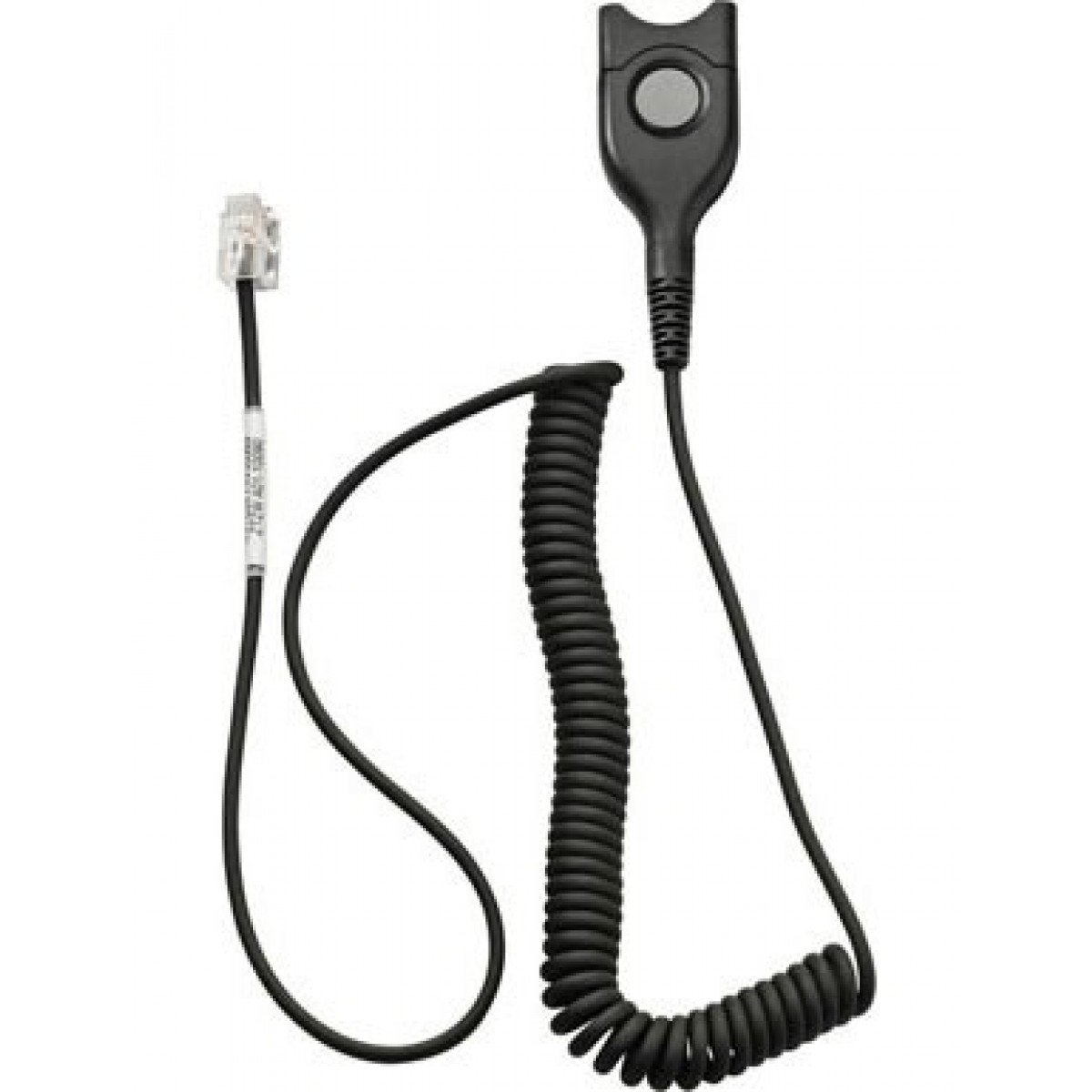 Sennheiser Standard Bottom cable featuring EasyDisconnect to Modular Plug RJ 9, coiled design for flexibility and durability.