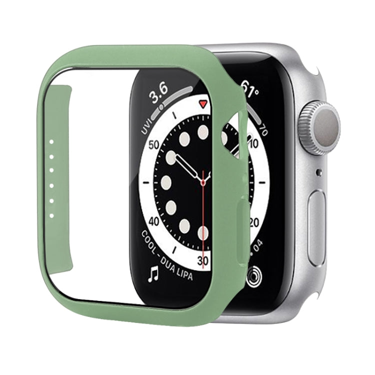 Shockproof PC protective case with tempered glass film for Apple Watch Series 7, showcasing its sleek design and full coverage protection.