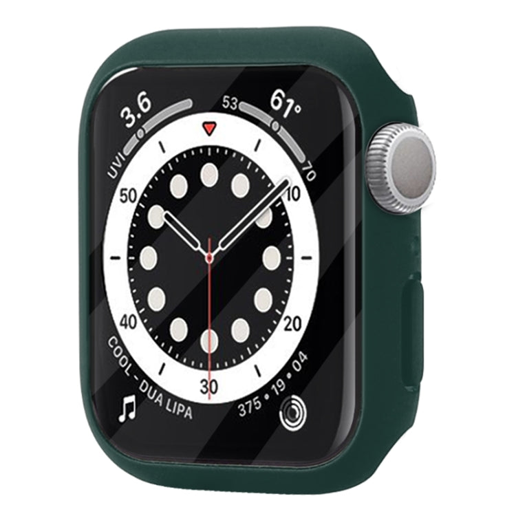 Shockproof PC protective case with tempered glass film for Apple Watch Series 7, showcasing its sleek design and full coverage protection.