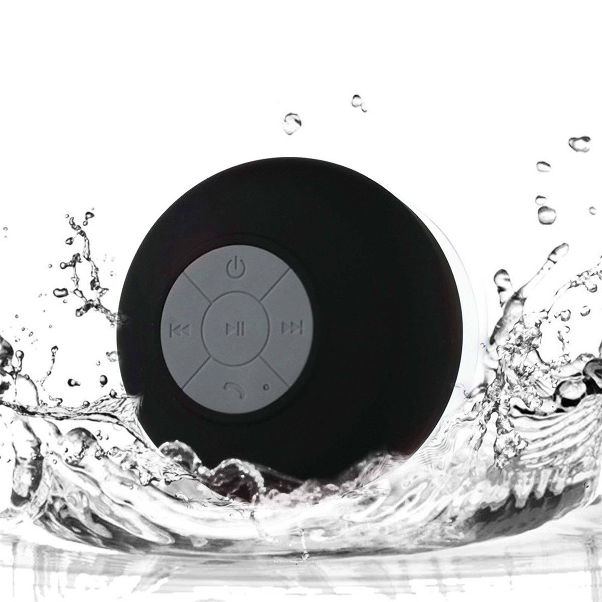 A vibrant Bluetooth speaker designed for use in the shower, featuring a waterproof silicone exterior and built-in microphone for hands-free calls.