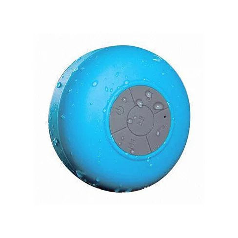 A vibrant Bluetooth speaker designed for use in the shower, featuring a waterproof silicone exterior and built-in microphone for hands-free calls.