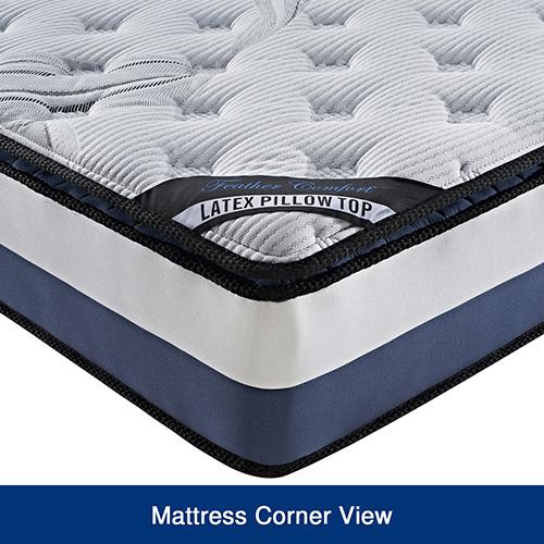 Single Mattress with Latex Pillow Top and Pocket Spring Foam, showcasing its soft Belgium knitted fabric and medium firm support.