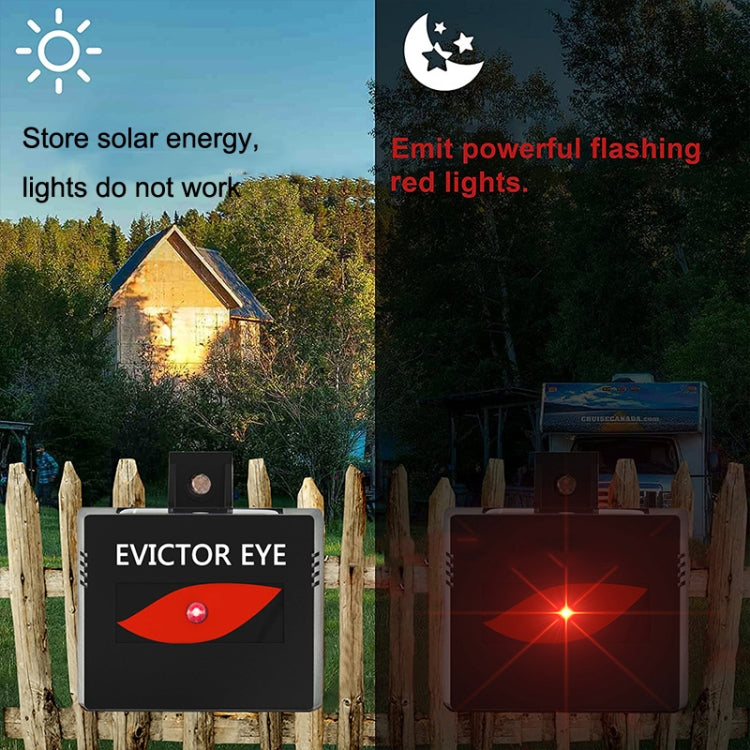 SK191 Solar Farm Wild Eagle Eye Animal Repeller with solar panel and red light feature, designed to deter wildlife.