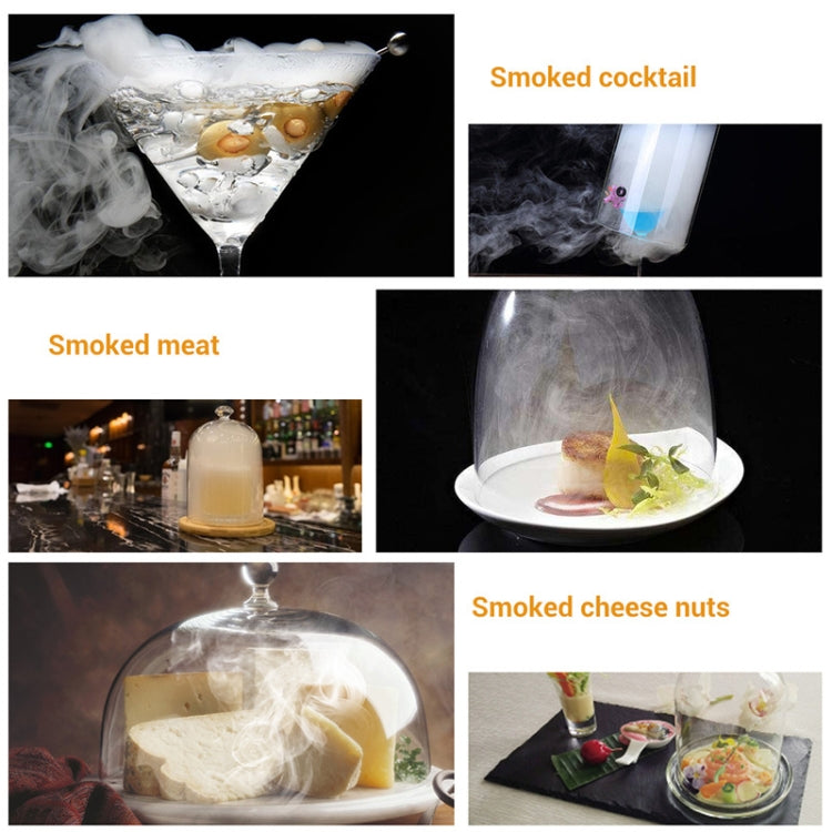 SK305B Silver Kitchen Tool Handheld Smoke Detector with wood chips and accessories, designed for smoking food at home.