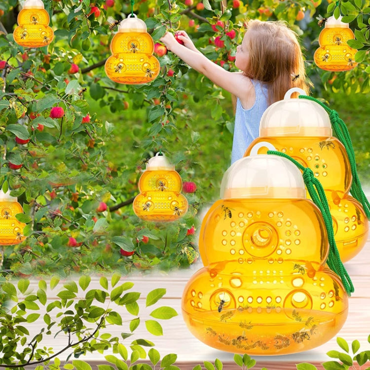 Two SK811 gourd-shaped fruit fly traps designed for capturing wasps and hornets, showcasing their watertight structure and attractive design.